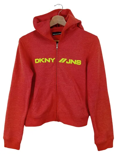 DKNY JEANS Damen Sweatjacke Kapuze Reißverschluss Logo Rot Gr. 38/M