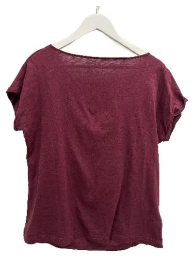 Eddie Bauer Damen T-Shirt Gr. L Bordeaux Blumenprint Wasserfallausschnitt