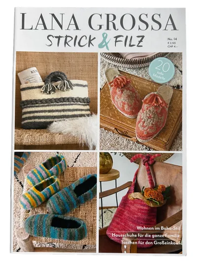 Lana Grossa Strick & Filz No. 14 Zeitschrift 20 Modelle Hausschuhe Taschen