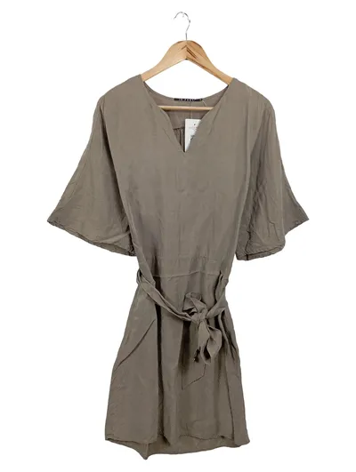 10 FEET Blusenkleid Damen Elegant Braun Gr. 36/S Midikleid Cupro Viskose