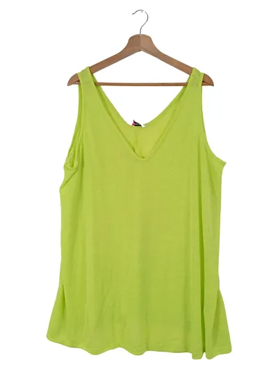 YOURS Damen Top Gr. 50-52/3XL Neongelb Ärmellos V-Ausschnitt