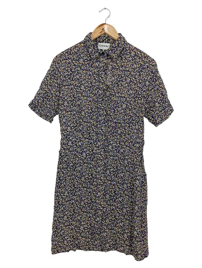 GANNI Blusenkleid Damen 38/M Mehrfarbig Florales Muster Vintage Hemdblusenkleid