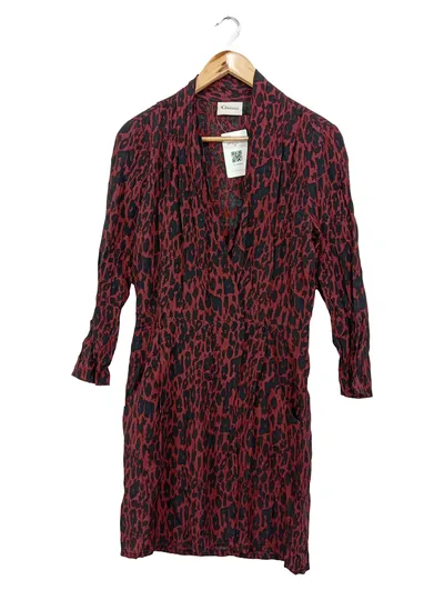GANNI Damen Blusenkleid Gr. 36/S Mehrfarbig Viskose Animal-Print Vintage