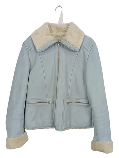 Gipsy Damen Kunstlederjacke Felljacke Teddyfell Blau Gr. 42 XL