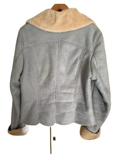Gipsy Damen Kunstlederjacke Felljacke Teddyfell Blau Gr. 42 XL