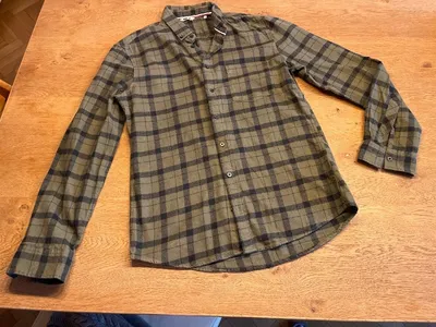 MR.F Flanellhemd Herren Gr. S Kariert Oliv Grün Baumwolle Casual