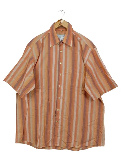 WESTBURY Herren Freizeithemd Orange Gestreift Kurzarm Gr. 44/XL Casual