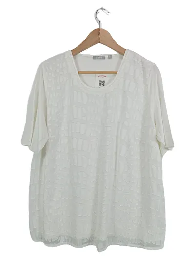 RABE Damen T-Shirt Gr. 46 Weiß Strukturmuster Viskose Elegant