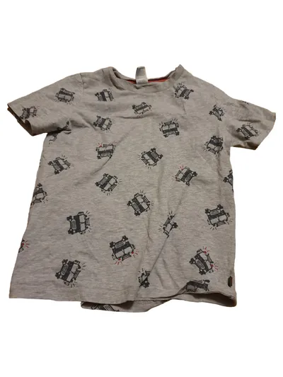 Sanetta Jungen T-Shirt Casual Grau Gr. 116 Baumwolle Print Kurzarm