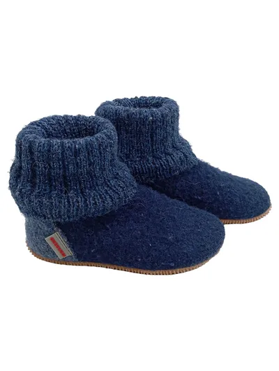 Giesswein Kinder Hausschuhe Gr. 23 Blau Wolle Filz Stiefeletten