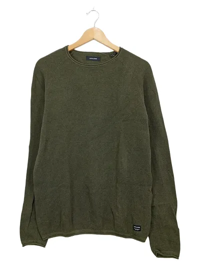 JACK & JONES Herren Pullover Strickpullover Oliv Gr. L Baumwolle