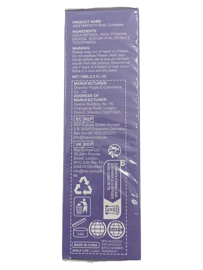West&Month Cover Skin Body Concealer 74ml Beige Full Coverage Tattoo Abdeckung