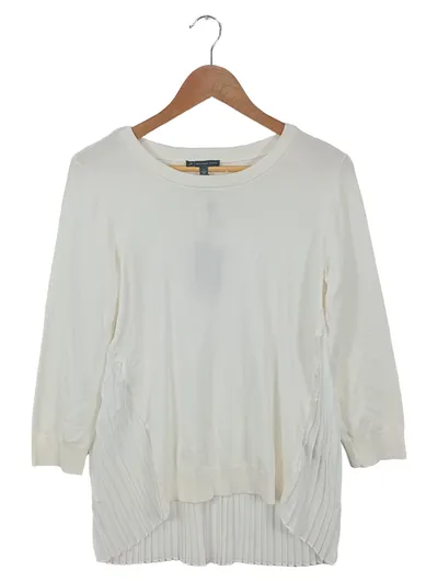 ADRIANNA PAPELL Damen Pullover Gr. 36/S Weiß Elegant mit Falten 3/4-Arm