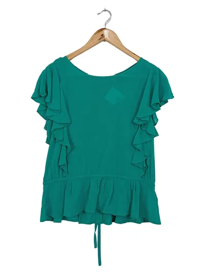 DKNY Bluse Damen 36;S Grün Feminin Elegant Romantisch Seide Rüschen
