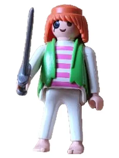 PLAYMOBIL Figur Piratin mit Schwert rothaarig grüne Weste Spielfigur