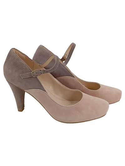 CLARKS Sandaletten Damen Gr. 37.5 Beige Elegant Mary Jane Pumps Absatz 8cm