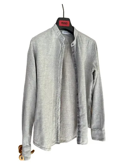 Aglini Herren Freizeithemd Gr. 42/XXS Grau Casual Baumwolle