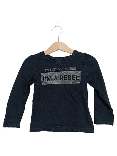 Young Dimension Langarmshirt Mädchen Gr. 98 Schwarz Statement Print