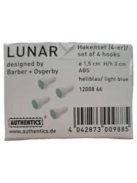 AUTHENTICS Lunar Wandhaken Set 4 Haken Hellblau Kunststoff Bad Modern 1