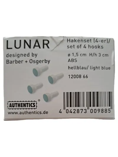 AUTHENTICS Lunar Wandhaken Set 4 Haken Hellblau Kunststoff Bad Modern