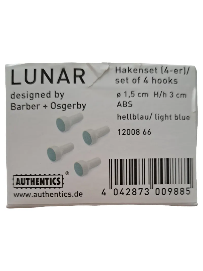 AUTHENTICS Lunar Wandhaken Set 4 Haken Hellblau Kunststoff Bad Modern 1