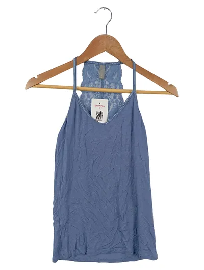 CULTURE Damen Top Gr. 34/XS Blau mit Spitze Casual