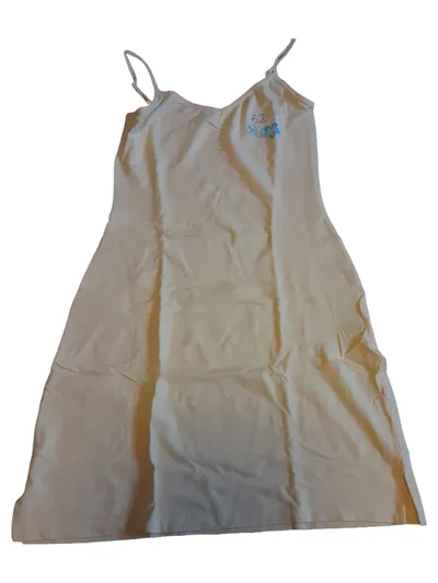 Esprit Damen Nachthemd Gr. 38 Beige Ärmellos Baumwolle Casual Stickerei