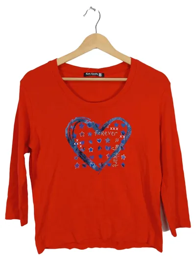 Betty Barclay Damen Langarmshirt Gr. S rot Herzmotiv Sterne Casual