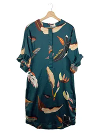 10 FEET Damen Blusenkleid XS 34 Grün Floral Muster Bohemian Minikleid 1