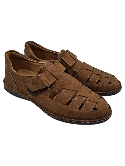 Sioux Herren Sandalen 36324 Leder Braun Gr. 42 Klettverschluss Freizeit