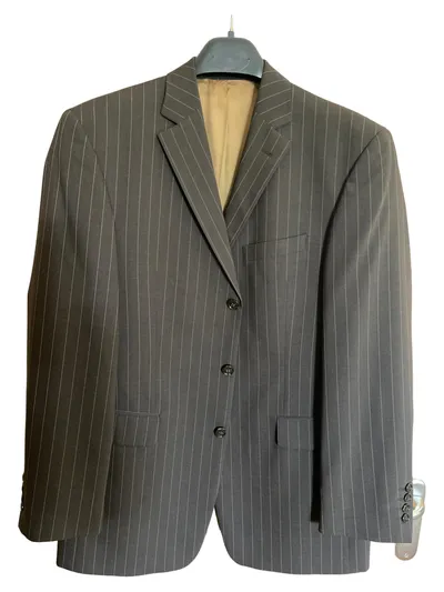 Benvenuto Herren Sakko Anzug Business Braun Gr. 50 Nadelstreifen