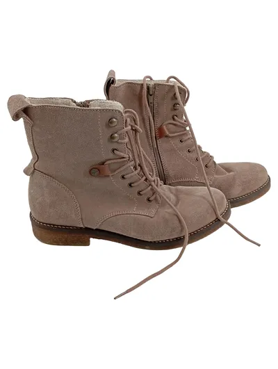 Tamaris Damen Stiefelette Gr. 39 Beige Wildleder Schnürstiefel Boots