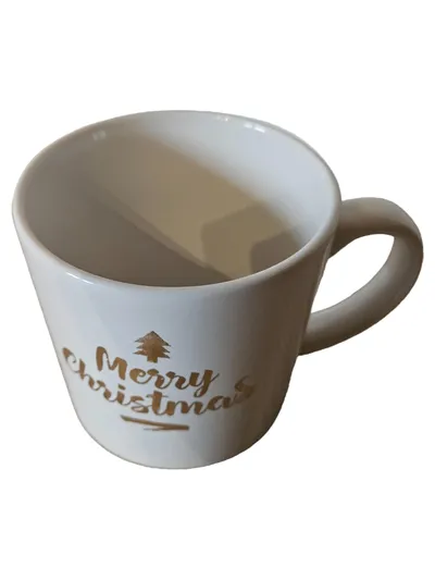KHG Kaffeebecher Tasse Merry Christmas Weiß Keramik 300ml Weihnachtlich