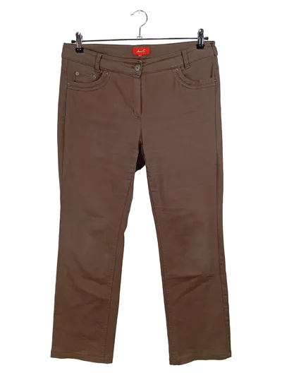 Anne L. Stoffhose Damen Gr. 42 Braun Stretch Casual Baumwolle