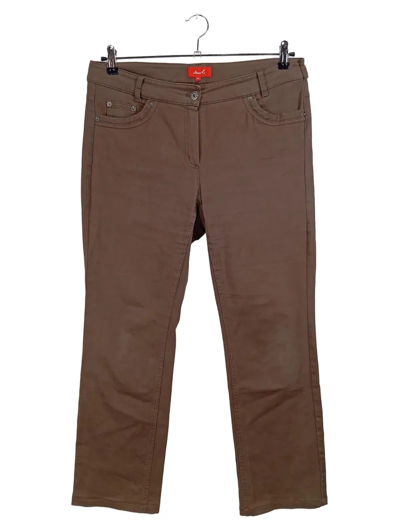 Anne L. Stoffhose Damen Gr. 42 Braun Stretch Casual Baumwolle 1