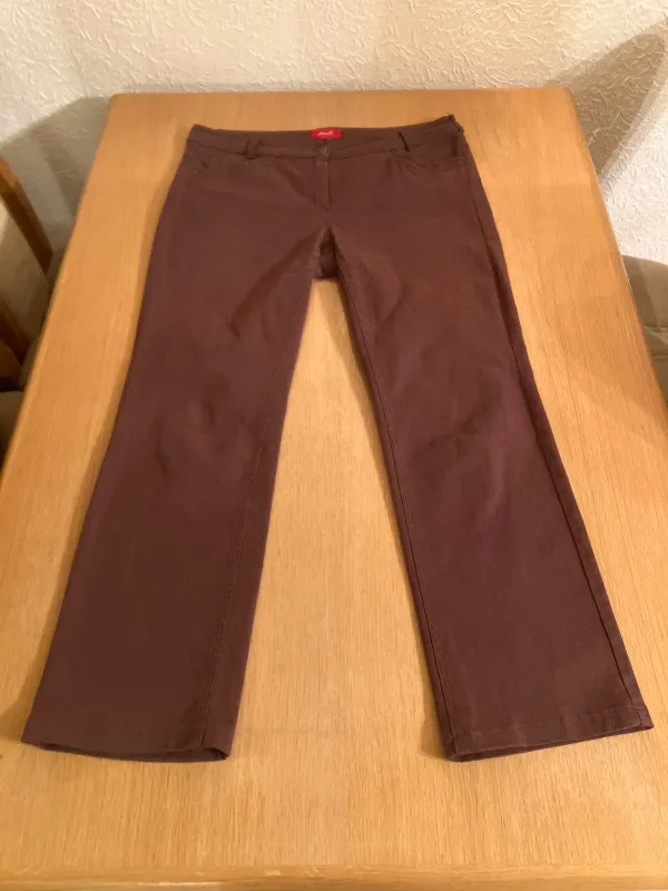 Anne L. Stoffhose Damen Gr. 42 Braun Stretch Casual Baumwolle 3