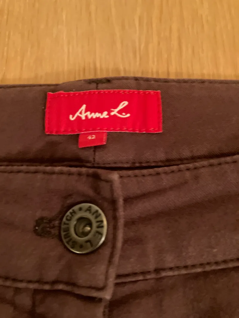 Anne L. Stoffhose Damen Gr. 42 Braun Stretch Casual Baumwolle 5