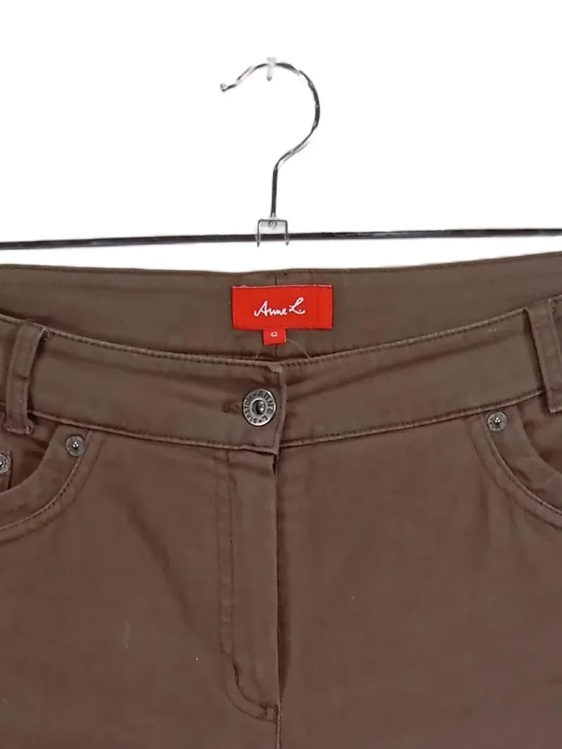Anne L. Stoffhose Damen Gr. 42 Braun Stretch Casual Baumwolle 6