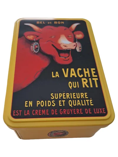 André Clouet La Vache Qui Rit Vorratsdose Metall Retro Gelb