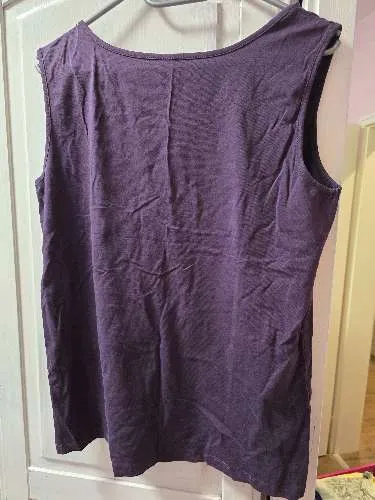 Gina Laura Damen Unterhemd Tank Top Lila Basic Baumwolle Gr. L