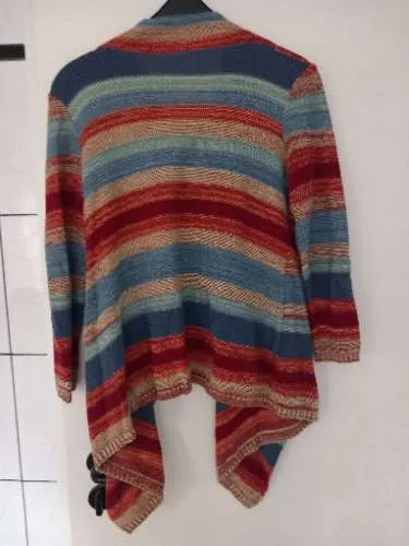 Livre Damen Strickjacke Gr. 34/XS Wasserfall gestreift Boho Mehrfarbig