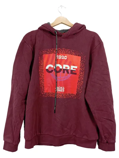 Jack & Jones Herren Kapuzenpullover CORE 1990 Hoodie Gr. L Bordeaux