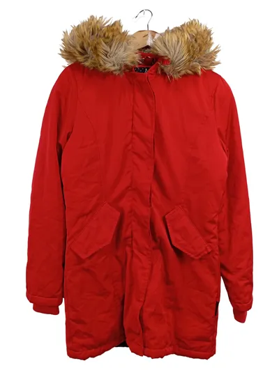 MARIKOO Damen Felljacke Parka Rot Gr. 34/XS Streetwear Winter