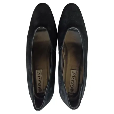GRAZIA Damen Slipper Echtleder Schwarz Gr. 38 Elegant Business Schuhe