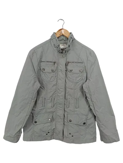 ANNE L Damen Leichte Jacke 42/L Grau Casual Outdoor Polyester