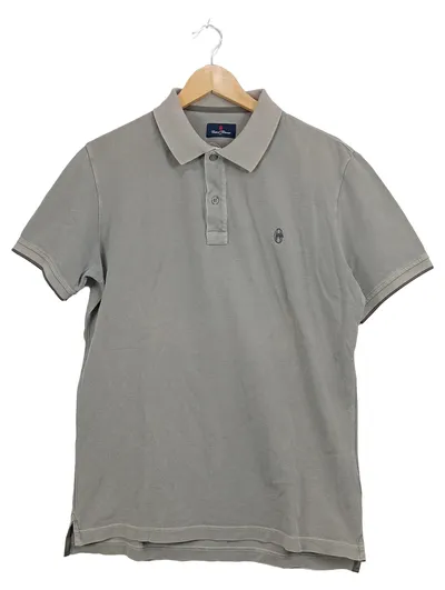 Conte of Florence Poloshirt Herren Klassisch Grau L 100% Baumwolle Piqué