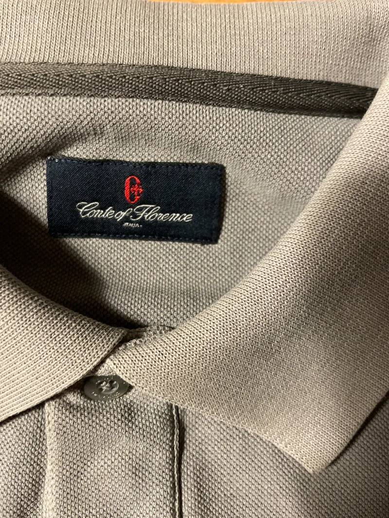 Conte of Florence Poloshirt Herren Klassisch Grau L 100% Baumwolle Piqué 5