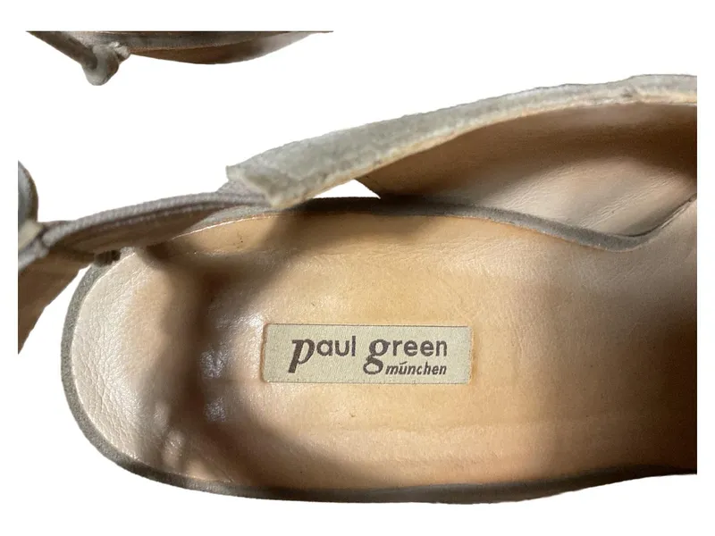 Paul Green Sandaletten Damen Gr. 38 Beige Leder Cut-Outs Slingback 3