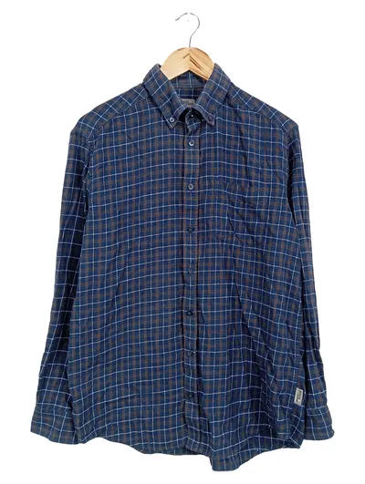 HENSON & HENSON Freizeithemd Herren Gr. 41/42 Blau Kariert Casual