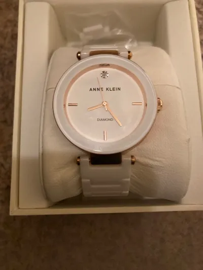 Anne Klein Damenuhr Diamond Keramik Weiß Roségold Elegant AK/1018RGWT